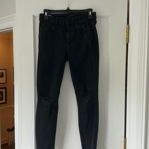 High waisted black ripped mother jeans size 27